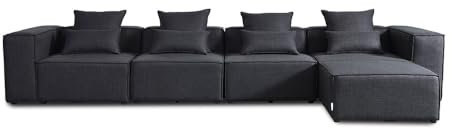 Home Deluxe - Sofa Verona - Anthrazit, Größe: XL - ca. 414 x 70 x 207 cm, Sitzhöhe: 46 cm, Sitztiefe: 80 cm, inkl. Kissen I Modulares Sofa Modulsofa Ecksofa Wohnlandschaft