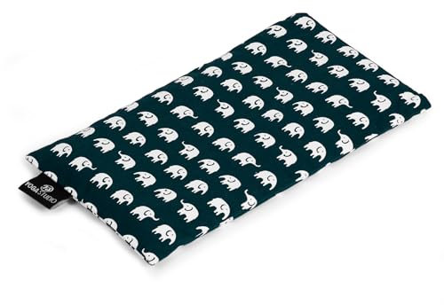 Yoga Studio Organisches Elefantenaugen-Kissen – 23 cm x 12/13 cm, Bio-Lavendel- und Leinsamen-Duft, Yoga-Kissen für müde Augen und Kopfschmerzen (Blaugrüner Elefant)