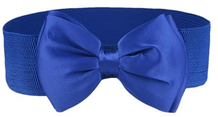 Frauen Chiffon Gürtel Bogen Taille Schnalle Elastizität Blau Elastische Kummerbunds, blau, One size
