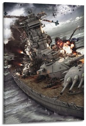 JLTC Poster mit Militärspielen, Schlachtschiffe, Seeschlachten, dekoratives Gemälde, Leinwand-Wandposter und Kunstdruck, modernes Familienschlafzimmer-Dekor-Poster, 60 x 90 cm