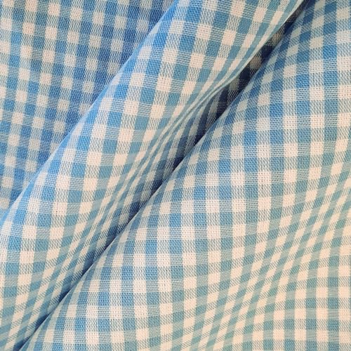 Stoff Meterware Baumwollstoff 0,5 m Karo Vichkaro Vichy kariert 0,4 mm durchgewebt rot rosa beige hellblau kiwi grau Kleiderstoff Dekostoff Vorhang Gardinenstoff aus Frankreich Züchenkaro (Hellblau)