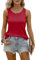 Zitiki Camiseta de Tirantes para Mujer, Camiseta básica Sexy, de algodón Acanalado, Cuello Redondo, Informal, sin Mangas, de Verano, Corte Holgado, Cami, Rojo, XL