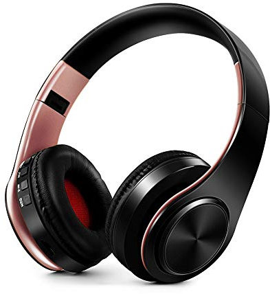 Tsadeer Casque Sans Portable Bluetooth Hi-Fi Stéréo Casque Pliable Audio Mp3 Écouteurs Réglables avec Microphone - Rose
