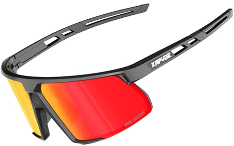 KAPVOE Polarisiert Fahrradbrille Herren Damen Radfahren Sportsonnenbrille Sportbrille Uv400 Schutz Sport MTB Radbrille Radsport Fahren Baseball Laufen Golf Volleyball Angeln 01