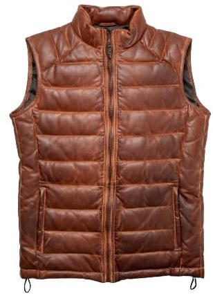 JACKETREE Herren Distressed Leder Puffer Weste - Braun Gepolsterte Lammfellweste, Braun, Used-Optik, XXL