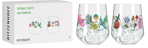 RITZENHOFF 3891002 Gin-Glas - 700 ml - Tumbler 2er-Set - Serie Botanic Lights - Motiv Sommer - Made in Germany