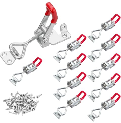 Idota 10 Stück Spannverschluss Hebel Verschluss Verstellbar Kistenverschluss Verzinkt Tragfähigkeit 100kg Kniehebelspanner für Kisten Schrank