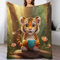 PAZZK BettDecke 100% Flannel, Tiger 3D-Digitaldruck Kuscheldecke, Decke, Weich Wohndecke, Sofadecke Für Kinder Jungen Erwachsene Vier Jahreszeiten（180×200cm）