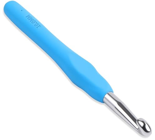 BUOKKON 10.0mm Crochet Hook, Aluminum Soft Grip Rubber Handle Needles Ergonomic Knitting Needles Crochet Needle for Beginners and Handmade DIY Knitting Crochet