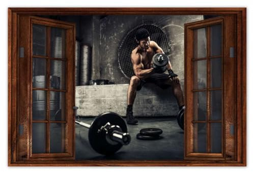 H8134M_WBPL1B Fotoposter, Wandkunst, Dekoration, 120 x 80 cm, Heim-Fitnessstudio