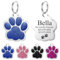 Hundemarke mit Gravur - YEHANTI Personalisierte Anhänger für kleine bis mittelgroße Hunde in Glitzernder Pfotenabdruck- Edelstahl Hundemarke Personalisiert mit Name, Telefonnummer und Adresse (Blau)