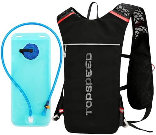 5L Mochila de Hidratación,con 2L Bolsa De Agua,Impermeable Ligero Chaleco de hidratación Ultraligero,para Correr Running Ciclismo Equitación Hombre Mujer-5L Negro,2L Bolsa