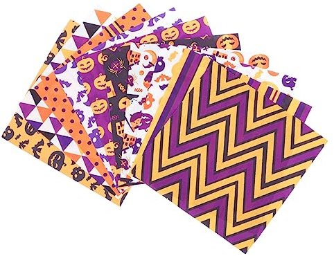 NUOBESTY 10 Blätter Halloween-Tuch-Set Halloween-Stoffbündel Fat Quarter-Bündel aus Stoff Halloween dekostoff Halloween Dekorationsstoff Baumwolltuch selber Machen Halloween-Zubehör