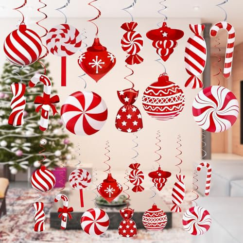 HeiPen 26 teilige Set Weihnachtliche Hängende Wirbel Dekorationen Spiral Girlanden Set Frohe Weihnachten Anhänger Deko