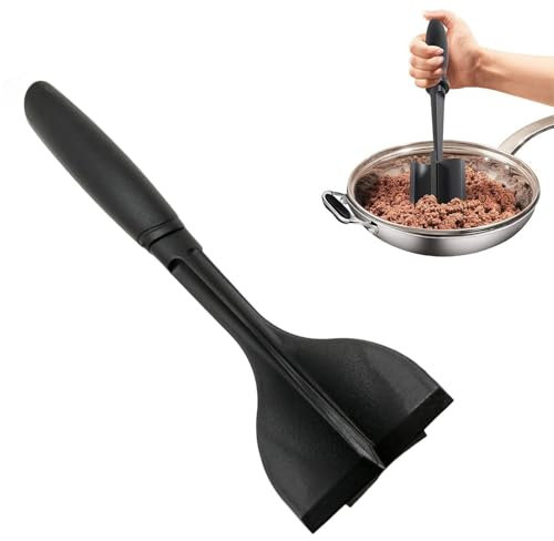 Hackfleisch Zerkleinerer, Hackfleischzerteiler, Antihaft Fleischzerkleinerer Für Kitchen, Hitzebeständiger Stampfer und Zerkleinerer für Rinderhackfleisch, Kartoffelstampfer (Schwarz)