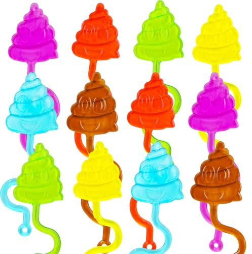 Yeefunjoy 12 Stück Klebe Spielzeug Kinder, Dehnbares Klebrige Buntes Trick Poo Klebe Spielzeug Set für Jungen & Mädchen Geschenk Party Mitgebsel, Glibber Klatschhände Kindergeburtstag kleine Geschenk