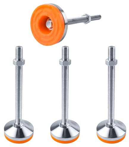 SPDYCESS 4 Pièces Pieds Réglables pour Meubles, M16×200mm×Ø80mm Filetage Très Résistant Acier Carbone Pied de Nivellement Ajusteur Niveleur Protecteur de Sol Reduire Le Bruit pour Machine Table