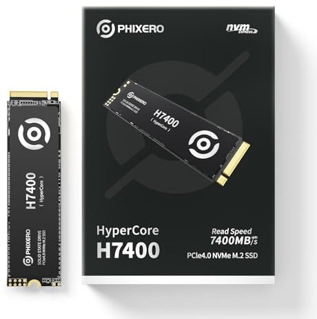 PHIXERO H7400 NVMe M.2 SSD 1TB PCIe Gen4x4 Up to 7450 MB/s Internal Gaming SSD Graphene Heat Spreader Works with PS5/PC/Laptops
