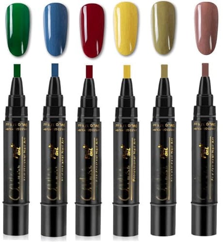 Waterproof Nail Polish Pen,6PCS Manicure Pedicure Nail Varnish Pens,Nail Gel Pen