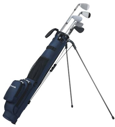 MAZEL Golf Stand Bag 2 Way Divider 2 Pockets,Adjustable Shoulder Straps,Superior 900D Nylon Lightweight Material Pencil Golf Bag for Men Women (Navy)