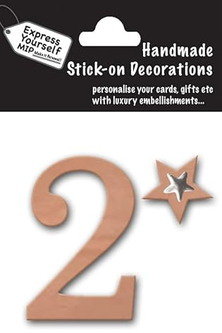 Rose Gold Stick on Number 2 for Cards, Gifts, Crafts, scrapbooks, Childrens Crafts, self Adhesive