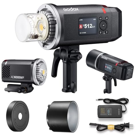Godox AD600BM II 600Ws Outdoor Flash, Bowens Mount Monolight, GN87 1/8000 HSS, 500 Full Power Flashes, 0.01s ～ 1.9s Recycle Time with 40W Modeling Lamp for DSLR Cameras (Godox AD600BM Upgraded)