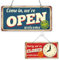 PLIGREAT Open Closed Schild für Shop Vintage Stamp Style We Are Open Schilder Doppelseitige Geschäftszeiten Holzschild Plakette für Einzelhandelsgeschäft Bar Bäckerei Schaufenster