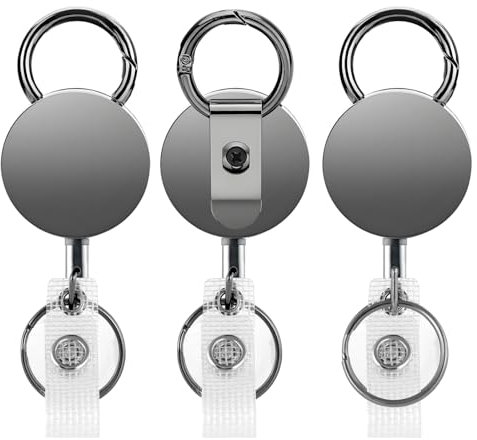 IETWATE 3 portachiavi allungabile, multifunzionale, cavo in acciaio, porta badge allungabile con clip per cintura, portachiavi allungabile con corda in acciaio da 65 cm