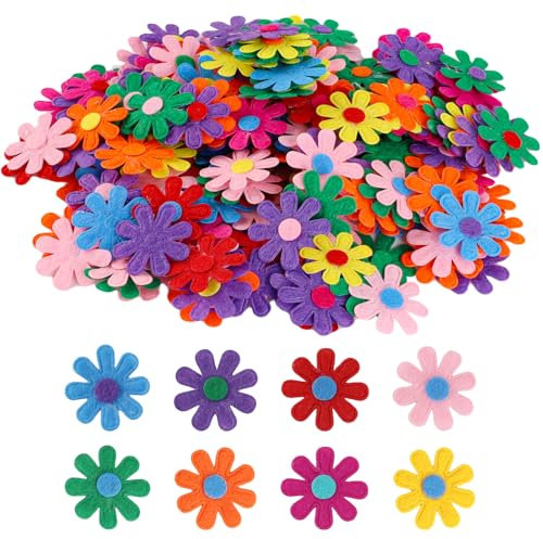 200 Stück 2,8cm Bunte Filz Blumen Stoff Blumen Verschönerungen Filzblumen Deko für DIY Kunsthandwerk Handwerk Basteln Kunst