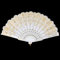Grevosea Handheld Chinese Folding Fan, Flower Rose Lace Hand Fans for Women Elegant Foldable Fans for Party Wedding Church Dancing and Decoration (White)