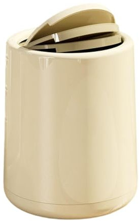 Qianly Cestino con coperchio a ribalta per rifiuti, ideale per lavanderia e bagno, Beige