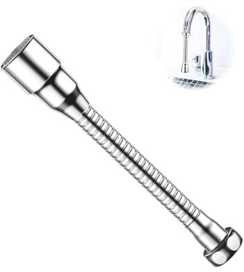 16cm Extension de Robinet Cuisine à 360°, Douchette Multifonctionnelle pour Évier de Cuisine, Prolongateur de Robinet Facile à Installer, Rotation Intégrale à 360°, Flexible Rallonge Robinet Cuisine