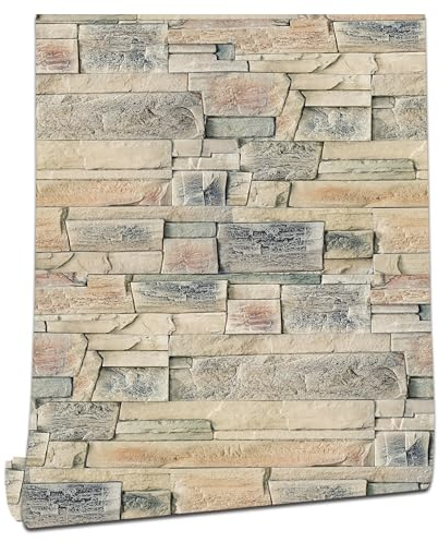 myforHD Selbstklebend Tapete Wandpapier Ziegel Selbstklebende Wandaufkleber 44cmX1000cm Vintage Backstein Stein tapeten Wasserdicht für Küche Schlafzimmer Wohnzimmer Wand