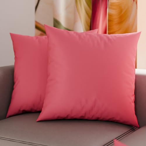 PETTI Artigiani Italiani - Coppia di Federe Cuscino 60x60 cm in Microfibra, Cuscini Arredo Camera da Letto, Divano, Set 2 Fodere Copricuscino, Federa Tinta Unita Fucsia, 100% Made in Italy