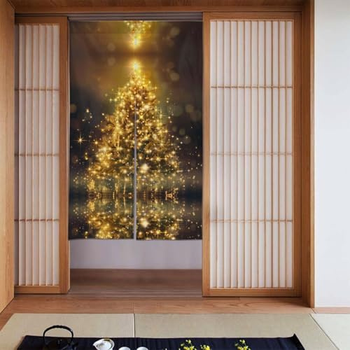 WZYWHJ Glitzernde Vorhänge mit Weihnachtsbaum-Motiv, vielseitige Raumteiler für Zuhause, Büro, Küche, Bad, stilvolle und funktionale Gardine, 86,4 x 142,2 cm