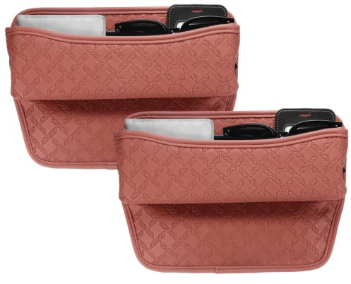 sourcing map 2pcs Car Seat Gap Filler Organizer 11.5 x 8 x 2.1 Inch Leather Universal Car Organizer Storage Box Between Seat and Console for Phone Sunglasses Keys, Brown