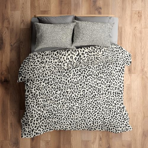 Generisch 155x220 Bettwäsche Leopardenmuster Bettbezug - 2tlg, 1 Kissenbezug 80x80, Leopard Muster, Schlafzimmer Deko, Weiche Mikrofaser Wendebettwäsche mit Reißverschluss - NA749