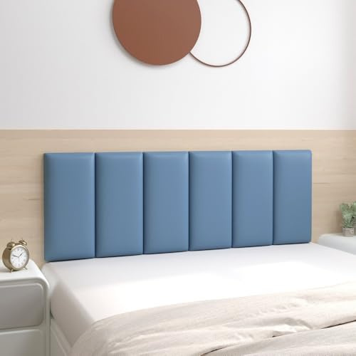 HNBCYRND Peel and Stick Upholstered Headboard, 3D Anti-Collision Self-Adhesive Wall Panels, Mounted Headboard for Decor Headboards Panel Twin, Bedroom/Living Room(80 ×50×20cm,Blue)