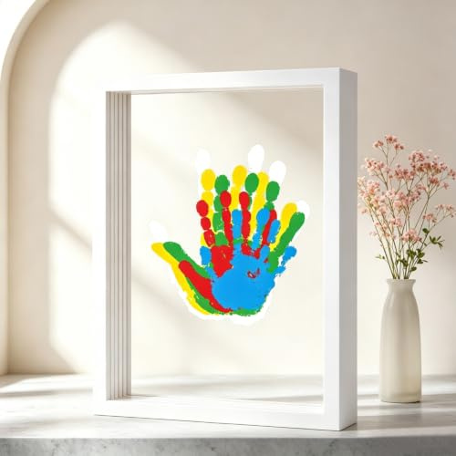 Family Handprint Art Kit with 4 Spaces – White Family Frame DIY Keepsake