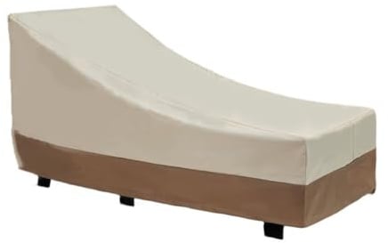 Helilyco Funda para silla de salón de exterior resistente para patio, 198 x 90 x 84 cm, tela beige y café con asas y rejillas de ventilación