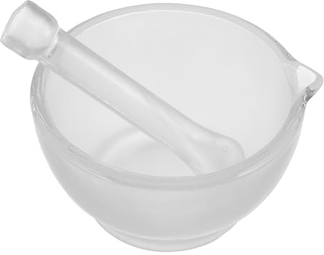 Healeved Mortier de Laboratoire en Verre Blanc pour Broyage D’échantillon | Pilon Assorti, Précision de Mélange, Résistance à Corrosion, Usage Scientifique