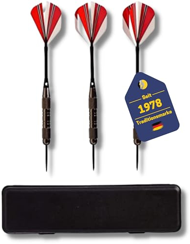 BEST SPORTING Dartpfeile Metallspitze I Tournament Dartpfeile Missile mit Etui I 3 Profi-Dartpfeile à 20 g mit Metallspitze I Dartpfeile mit Metall-Schaft & Metallspitze I Dart-Zubehör