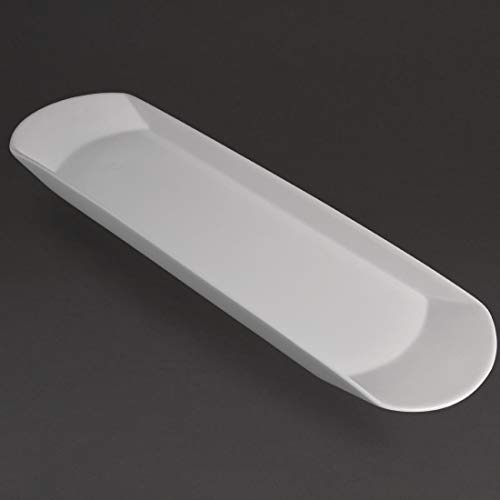 Olympia Whiteware Gondola Platte 650 mm, weißes Porzellan, Größe: 650 (B) x 190 (T) mm, lebenslange Edge0Chip-Garantie – ofen-, mikrowellen-, spülmaschinen- und gefriergeeignet, Y097