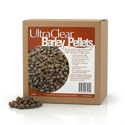 UltraClear Barley Straw Pellets 5lb – Easy, No-Mess Barley Straw Pellets for Natural Pond Clarity – Humic Acid Fortified for Improved Balance – Safe for Koi Fish, Plants & Pets