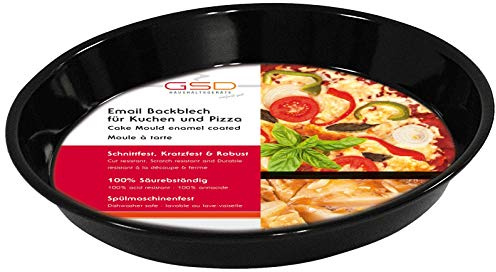 GSD Back- und Pizzablech, 32 cm, für Kuchen oder Pizza, schwere Ausführung und hochwertiger Qualität, emailliert
