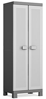 Keter Logico Kunststoffschrank/Besenschrank, Utility, schwarz/grau, 65 x 45 x 182 cm