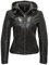 Gipsy Damen Lederjacke mit Kapuze im Biker Look Schwarz (M, Black)