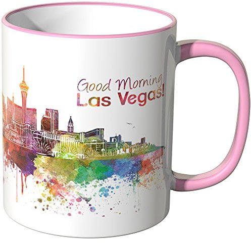 WANDKINGS® Tasse, Schriftzug Good Morning Las Vegas! mit Skyline - ROSA