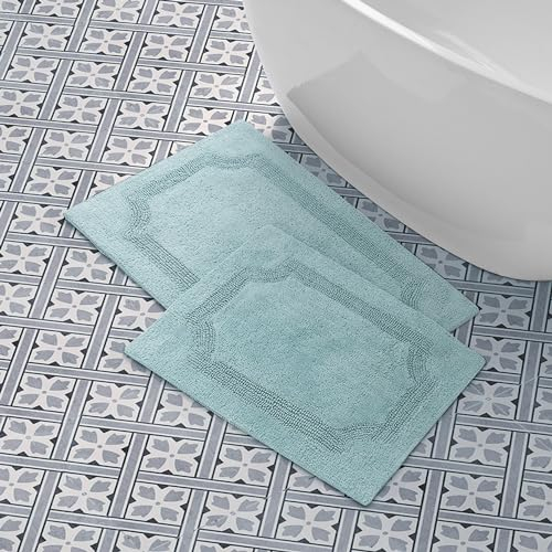 Laura Ashley Wende-Badematten-Set, Baumwolle, 2-teilig, Aqua