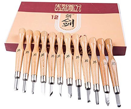 Set Eleoption di 12 corpi in acciaio inox SK7 Strumenti di taglio in legno in acciaio al carbonio SK7 in acciaio inossidabile e forti in acciaio inox per la scultura Fai da te, intaglio di ceramica e